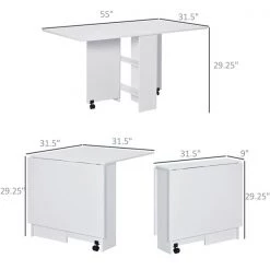 Table à abattants rectangulaire blanche à 2 étagères Homcom avec roulettes -HOMCOM Soldes 2022 330936248 AlternateImage2 l