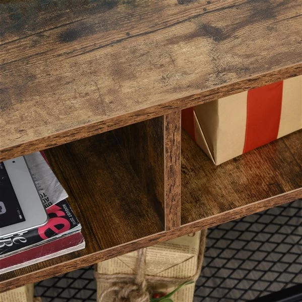 Meuble télé HomCom brun antique 5 Meuble télé HomCom brun antique – Image 5