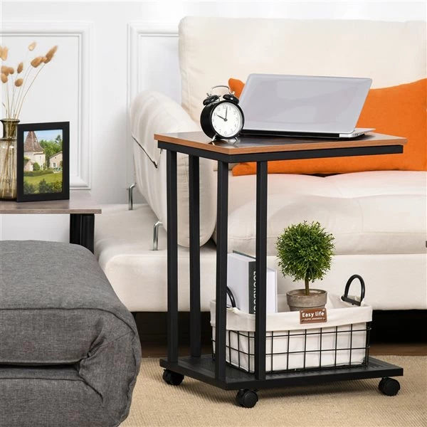 Table pour canapé HomCom rectangulaire en bois brun 4 Table pour canapé HomCom rectangulaire en bois brun – Image 4