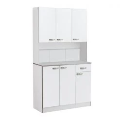 Meuble de rangement autoportant HomCom pour la cuisine en bois composite blanc de 39,76 po l.