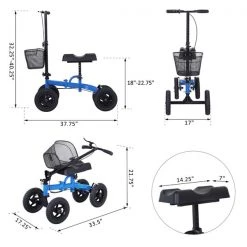 Déambulateur à roulettes pliable et ajustable Homcom bleu avec panier -HOMCOM Soldes 2022 330936275 AlternateImage2 l