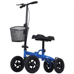 Déambulateur à roulettes pliable et ajustable Homcom bleu avec panier