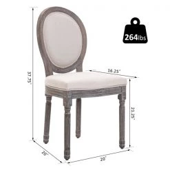 Chaise d'appoint contemporaine par HomCom rembourrée en lin ivoire avec cadre en bois, ensemble de 2 -HOMCOM Soldes 2022 330936276 AlternateImage3 l