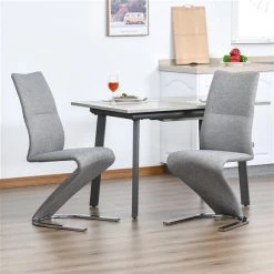 Chaise d'appoint contemporaine par HomCom rembourrée en polyester gris avec cadre en métal, ensemble de 2 -HOMCOM Soldes 2022 330936277 AlternateImage2 l