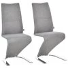 Chaise d'appoint contemporaine par HomCom rembourrée en polyester gris avec cadre en métal, ensemble de 2