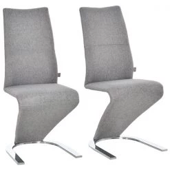 Chaise d'appoint contemporaine par HomCom rembourrée en polyester gris avec cadre en métal, ensemble de 2