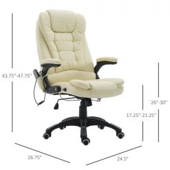 Chaise de bureau ergonomique contemporaine HomCom beige pivotante à hauteur réglable avec fonction de massage -HOMCOM Soldes 2022 330936282 AlternateImage2 l