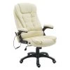 Chaise de bureau ergonomique contemporaine HomCom beige pivotante à hauteur réglable avec fonction de massage