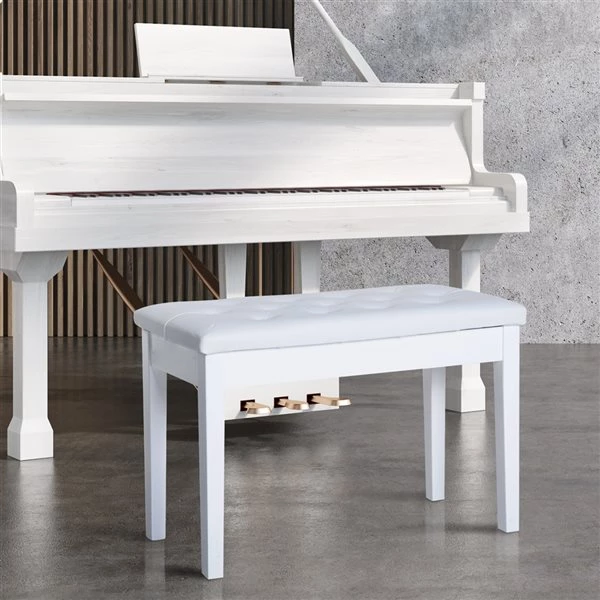 Banc de piano HomCom moderne blanc avec rangement 2 Banc de piano HomCom moderne blanc avec rangement – Image 2