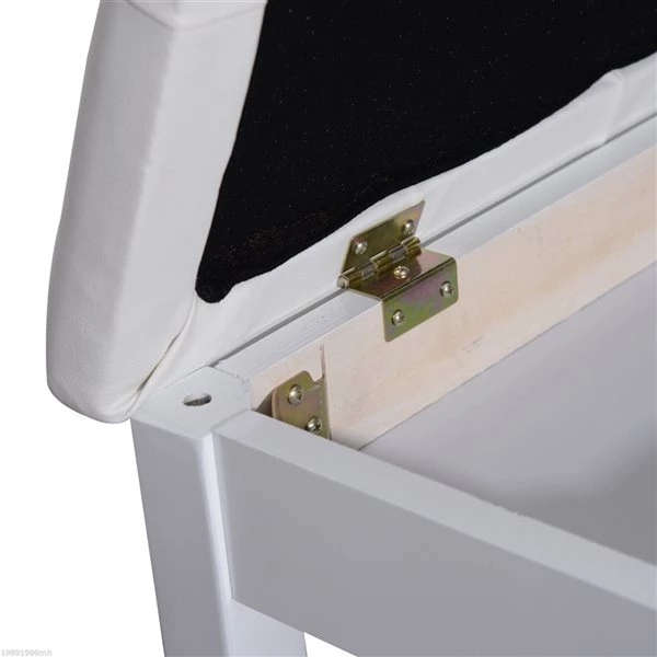 Banc de piano HomCom moderne blanc avec rangement 4 Banc de piano HomCom moderne blanc avec rangement – Image 4