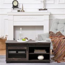 Table basse en composite brun par HomCom avec porte de grange coulissante 9 Table basse en composite brun par HomCom avec porte de grange coulissante -HOMCOM Soldes 2022 330936286 AlternateImage4 l