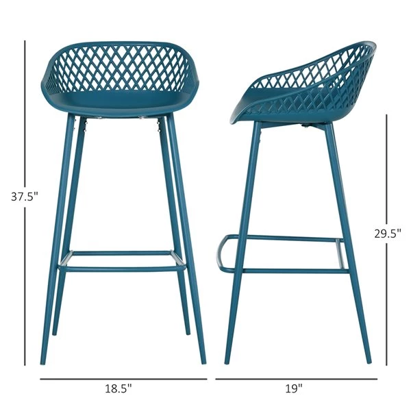 Tabourets de bar rétro bleus Homcom en métal avec repose-pieds, ensemble de 2 3 Tabourets de bar rétro bleus Homcom en métal avec repose-pieds, ensemble de 2 – Image 3
