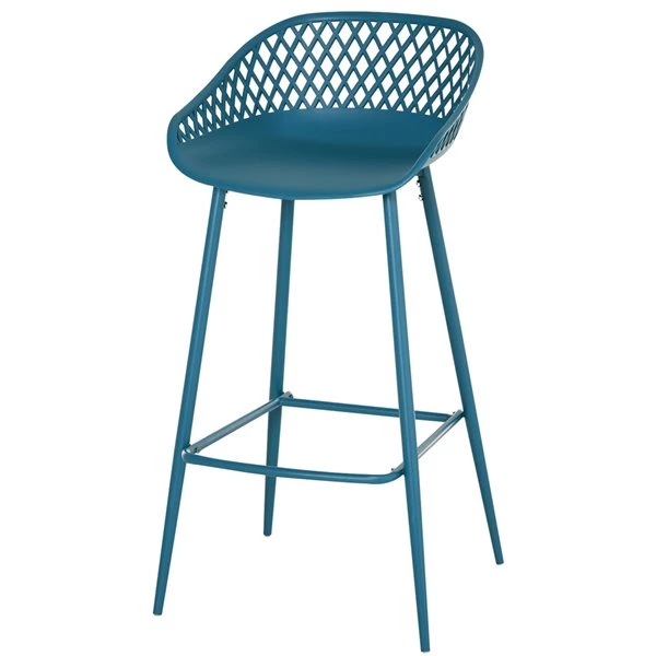 Tabourets de bar rétro bleus Homcom en métal avec repose-pieds, ensemble de 2 5 Tabourets de bar rétro bleus Homcom en métal avec repose-pieds, ensemble de 2 – Image 5