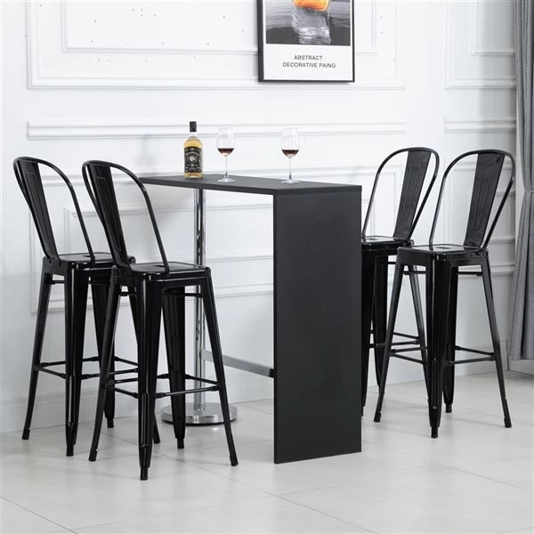 Tabourets de bar noirs de style industriel Homcom en métal avec coussinets antidérapants, ensemble de 4 2 Tabourets de bar noirs de style industriel Homcom en métal avec coussinets antidérapants, ensemble de 4 – Image 2