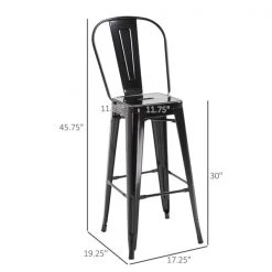 Tabourets de bar noirs de style industriel Homcom en métal avec coussinets antidérapants, ensemble de 4 -HOMCOM Soldes 2022 330936289 AlternateImage2 l