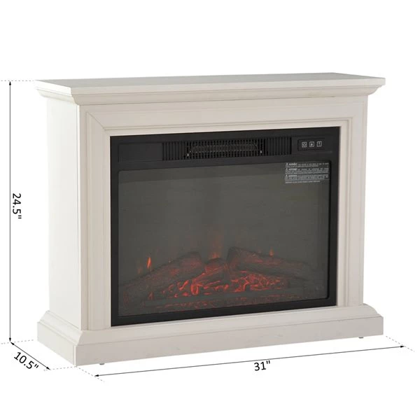 Foyer électrique autoportant et portable par HomCom blanc à DEL de 31 po l. 3 Foyer électrique autoportant et portable par HomCom blanc à DEL de 31 po l. – Image 3