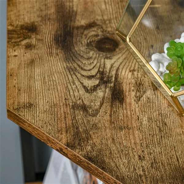 Bibliothèque d'angle à 5 tablettes par HomCom en métal brun 5 Bibliothèque d'angle à 5 tablettes par HomCom en métal brun – Image 5