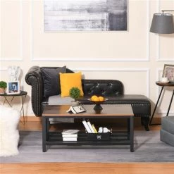 Table basse en composite noir par HomCom avec cadre en acier 8 Table basse en composite noir par HomCom avec cadre en acier -HOMCOM Soldes 2022 330936299 AlternateImage3 l