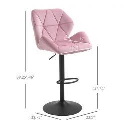 Tabourets de bar rembourrés roses Homcom avec hauteur ajustable, ensemble de 2 -HOMCOM Soldes 2022 330936300 AlternateImage2 l