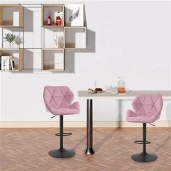 Tabourets de bar rembourrés roses Homcom avec hauteur ajustable, ensemble de 2 -HOMCOM Soldes 2022 330936300 AlternateImage3 l
