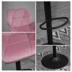 Tabourets de bar rembourrés roses Homcom avec hauteur ajustable, ensemble de 2 -HOMCOM Soldes 2022 330936300 AlternateImage7 l