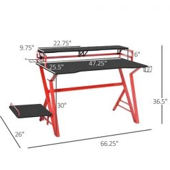 Bureau d'ordinateur moderne et contemporain HomCom noir et rouge de 66,14 po 7 Bureau d'ordinateur moderne et contemporain HomCom noir et rouge de 66,14 po -HOMCOM Soldes 2022 330936303 AlternateImage2 l