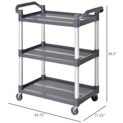 Chariot de cuisine HomCom avec base en métal gris et dessus en plastique de 17,25 po x 34,75 po x 36,5 po -HOMCOM Soldes 2022 330936306 AlternateImage2 l
