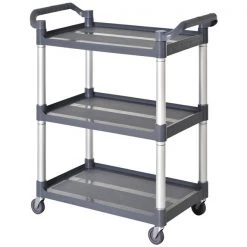 Chariot de cuisine HomCom avec base en métal gris et dessus en plastique de 17,25 po x 34,75 po x 36,5 po