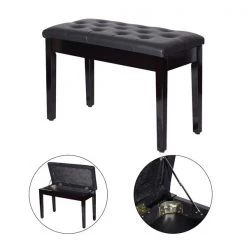 Banc de piano HomCom moderne noir avec rangement -HOMCOM Soldes 2022 330936310 AlternateImage3 l