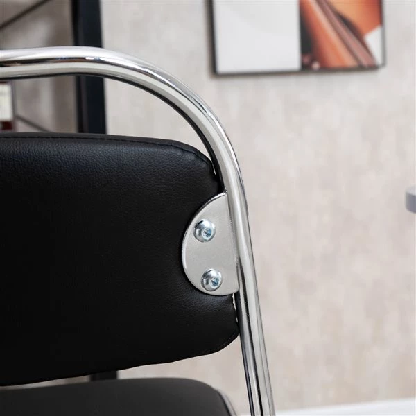 Tabourets de bar rembourrés noirs Homcom en similicuir avec repose-pieds, ensemble de 2 4 Tabourets de bar rembourrés noirs Homcom en similicuir avec repose-pieds, ensemble de 2 – Image 4