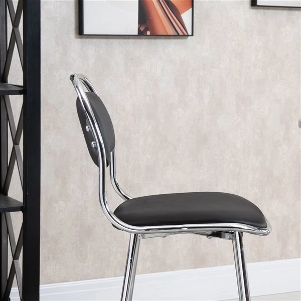 Tabourets de bar rembourrés noirs Homcom en similicuir avec repose-pieds, ensemble de 2 5 Tabourets de bar rembourrés noirs Homcom en similicuir avec repose-pieds, ensemble de 2 – Image 5