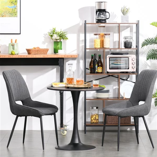 Table basse ronde noire Homcom en bois et en métal avec coussinet antidérapant 2 Table basse ronde noire Homcom en bois et en métal avec coussinet antidérapant – Image 2