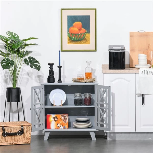 Buffet HomCom en bois composite gris de 30,91 po l. 3 Buffet HomCom en bois composite gris de 30,91 po l. – Image 3