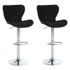 Tabourets de bar pivotants noirs Homcom en lin avec hauteur ajustable, ensemble de 2