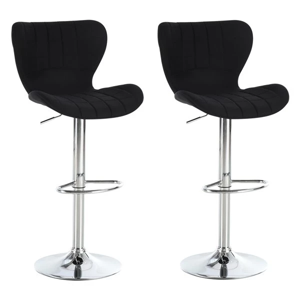 Tabourets de bar pivotants noirs Homcom en lin avec hauteur ajustable, ensemble de 2 1 Tabourets de bar pivotants noirs Homcom en lin avec hauteur ajustable, ensemble de 2