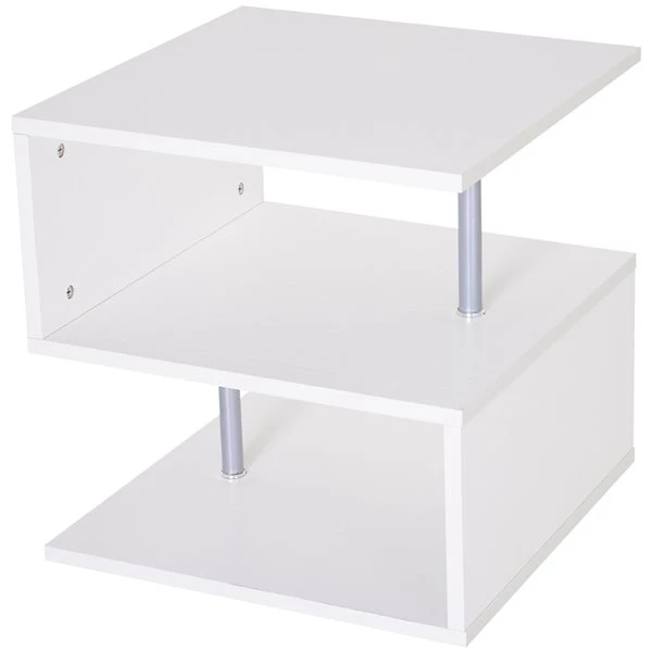 Table basse à 3 niveaux par HomCom en composite blanc 1 Table basse à 3 niveaux par HomCom en composite blanc