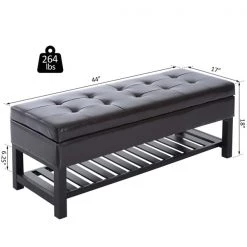 Banc de rangement moderne HomCom brun foncé avec étagère à chaussures 7 Banc de rangement moderne HomCom brun foncé avec étagère à chaussures -HOMCOM Soldes 2022 330936341 AlternateImage2 l