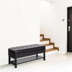 Banc de rangement moderne HomCom brun foncé avec étagère à chaussures 9 Banc de rangement moderne HomCom brun foncé avec étagère à chaussures -HOMCOM Soldes 2022 330936341 AlternateImage4 l