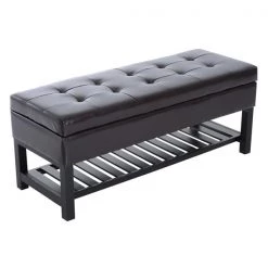 Banc de rangement moderne HomCom brun foncé avec étagère à chaussures