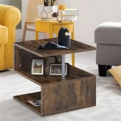 Table basse à 3 niveaux par HomCom en composite brun -HOMCOM Soldes 2022 330936346 AlternateImage3 l
