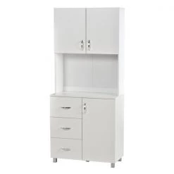 Meuble de rangement autoportant HomCom pour la cuisine en bois composite blanc de 31,5 po l.