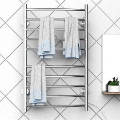 Chauffe-serviettes argent à installation murale par HomCom enfichable à 10 barres -HOMCOM Soldes 2022 330936360 AlternateImage3 l