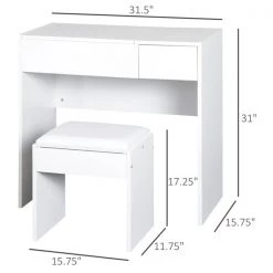 Coiffeuse de 31,5 po par HomCom avec tabouret, blanc 6 Coiffeuse de 31,5 po par HomCom avec tabouret, blanc -HOMCOM Soldes 2022 330936365 AlternateImage2 l
