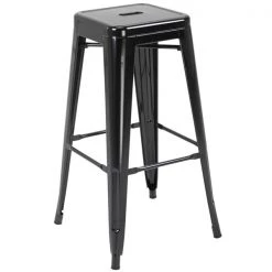 Tabourets de bar empilables noirs Homcom en acier avec repose-pieds, ensemble de 4 -HOMCOM Soldes 2022 330936366 AlternateImage4 l