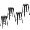 Tabourets de bar empilables noirs Homcom en acier avec repose-pieds, ensemble de 4