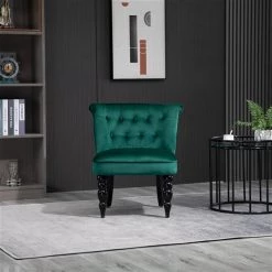 Fauteuil d'appoint rétro HomCom en velours vert foncé -HOMCOM Soldes 2022 330936367 AlternateImage3 l