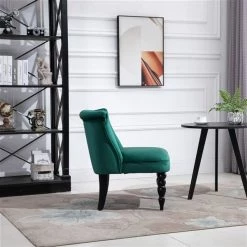 Fauteuil d'appoint rétro HomCom en velours vert foncé -HOMCOM Soldes 2022 330936367 AlternateImage4 l