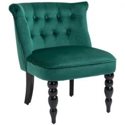Fauteuil d'appoint rétro HomCom en velours vert foncé