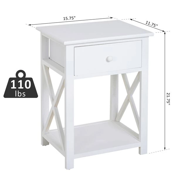 Table pour canapé HomCom rectangulaire en bois, blanc 3 Table pour canapé HomCom rectangulaire en bois, blanc – Image 3