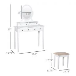 Coiffeuse en bois blanc par HomCom de 35,5 po -HOMCOM Soldes 2022 330936373 AlternateImage2 l
